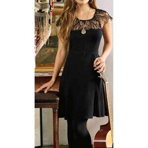 Polo Ralph Lauren black lace dress with belt, size 6
